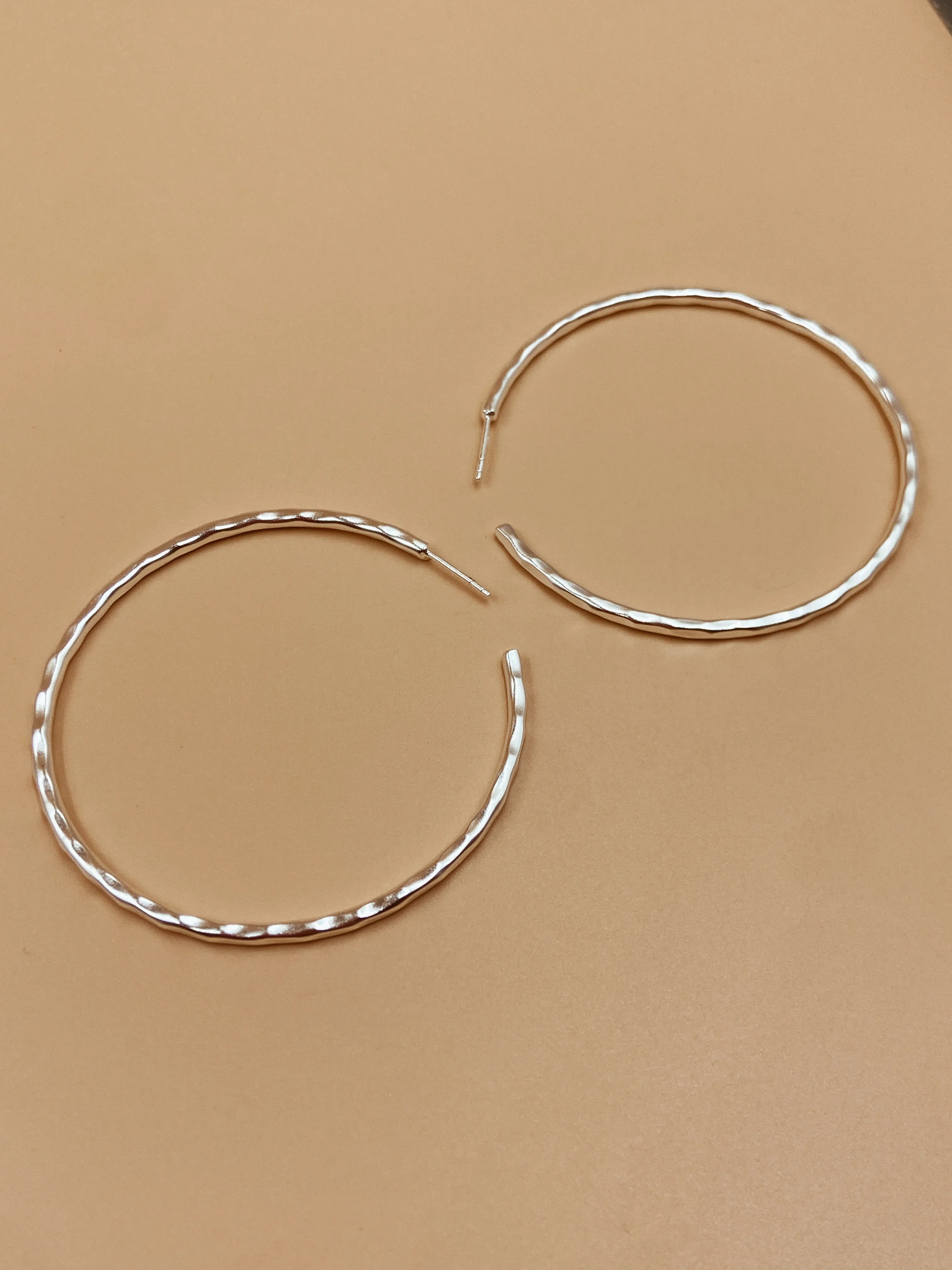 Big Sliced Tycho Hoops in Silver Tone