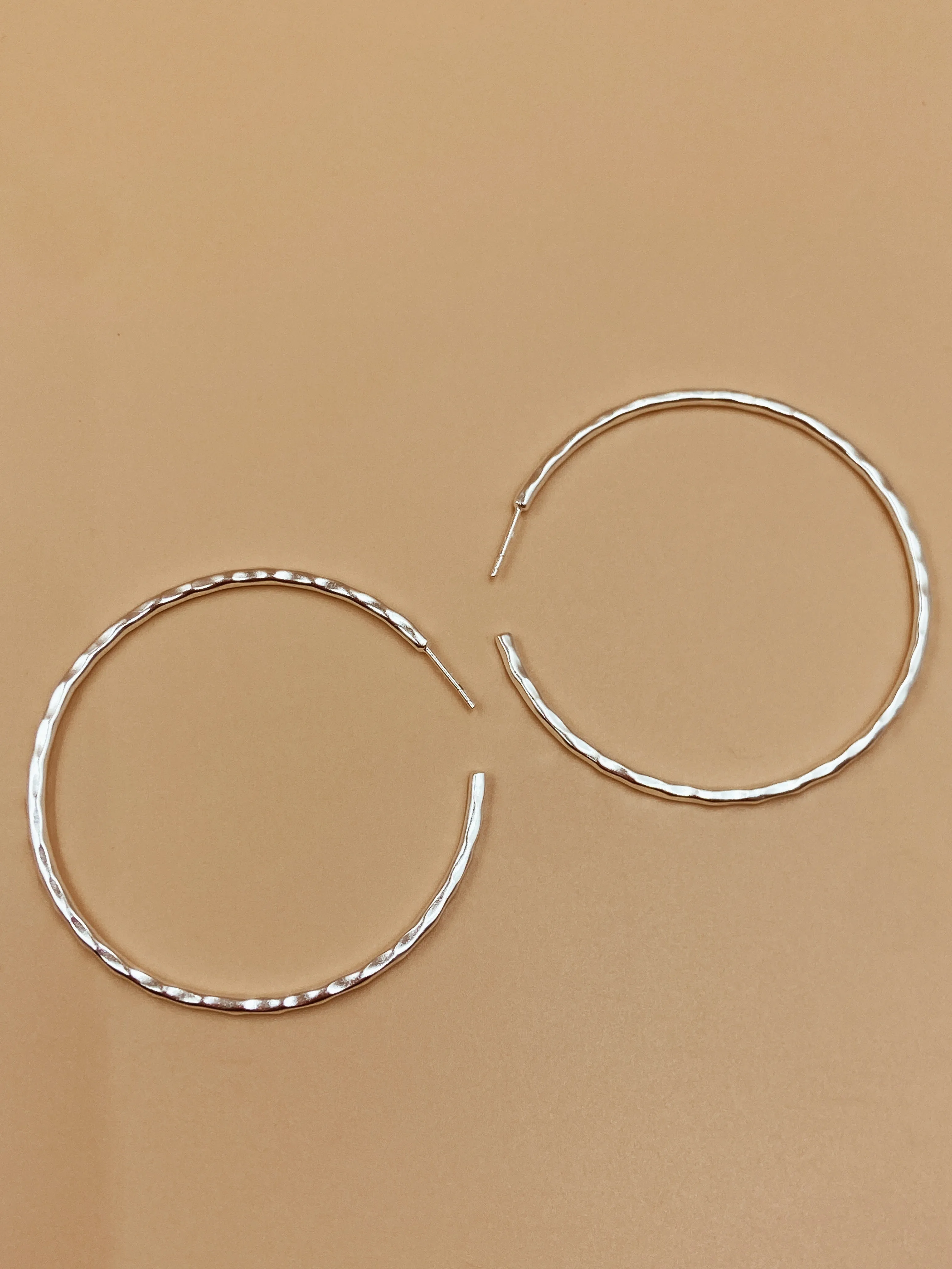 Big Sliced Tycho Hoops in Silver Tone