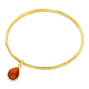 Carnelian Charm Bangle Gold July Birthstone Bangle