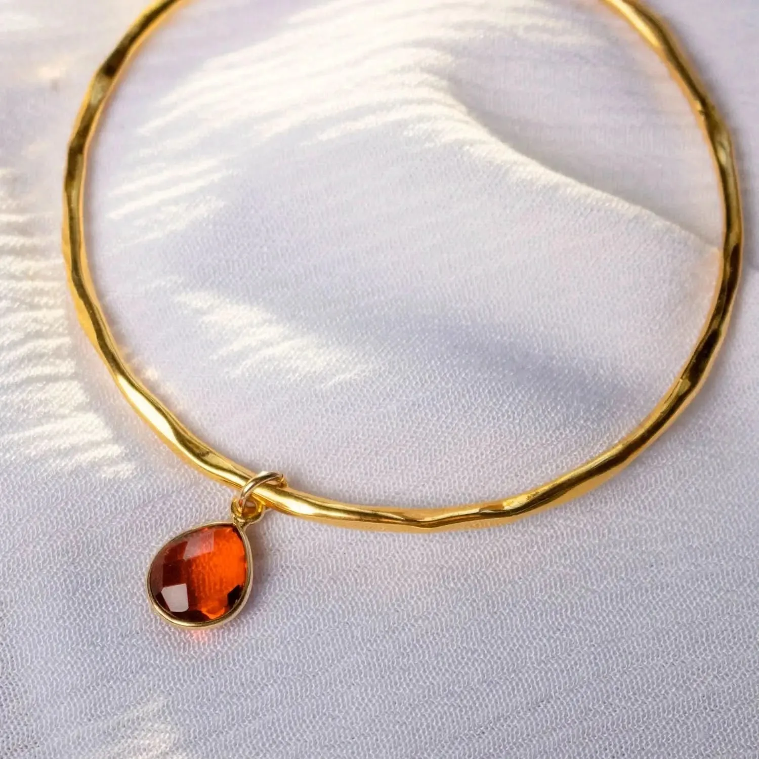 Carnelian Charm Bangle Gold July Birthstone Bangle