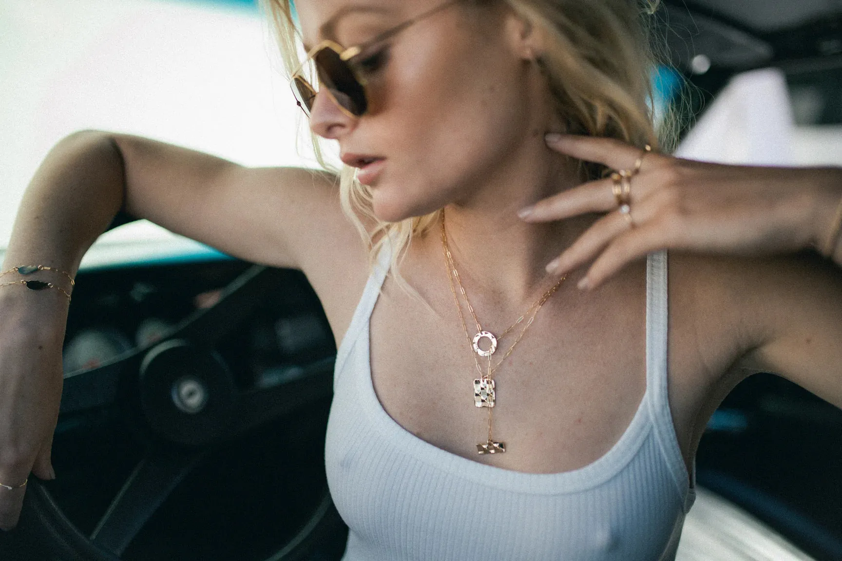 Checker Rectangle Necklace
