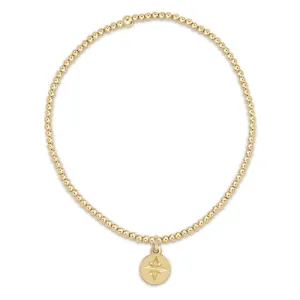 classic gold 2mm bead bracelet- direction gold disc
