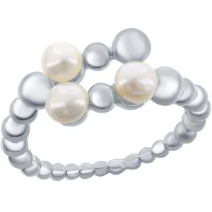 Classic Women's Ring - Sterling Silver Fwp and Shiny Beaded Open, Size 7 | W-2687-7