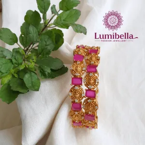 Coin Style Ruby Bridal Bangles  2*6