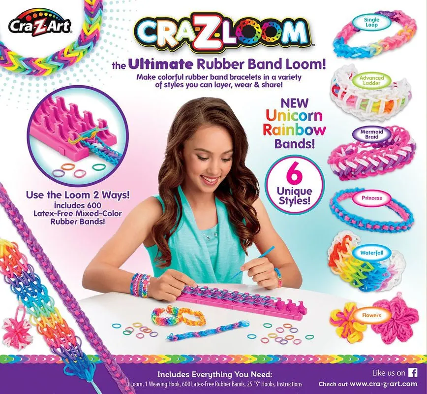 Cra-Z-Art Cra-Z-Loom The Ultimate Rubber Band Loom Unicorn Rainbow Rubber Bands