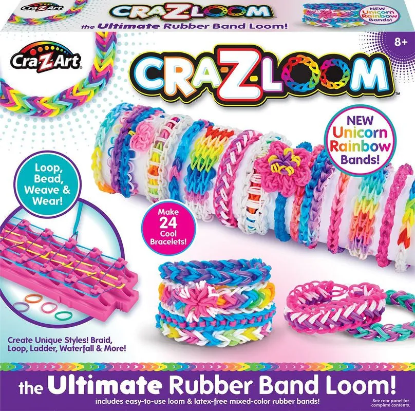 Cra-Z-Art Cra-Z-Loom The Ultimate Rubber Band Loom Unicorn Rainbow Rubber Bands
