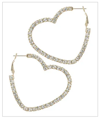 Crystal Heart Hoops