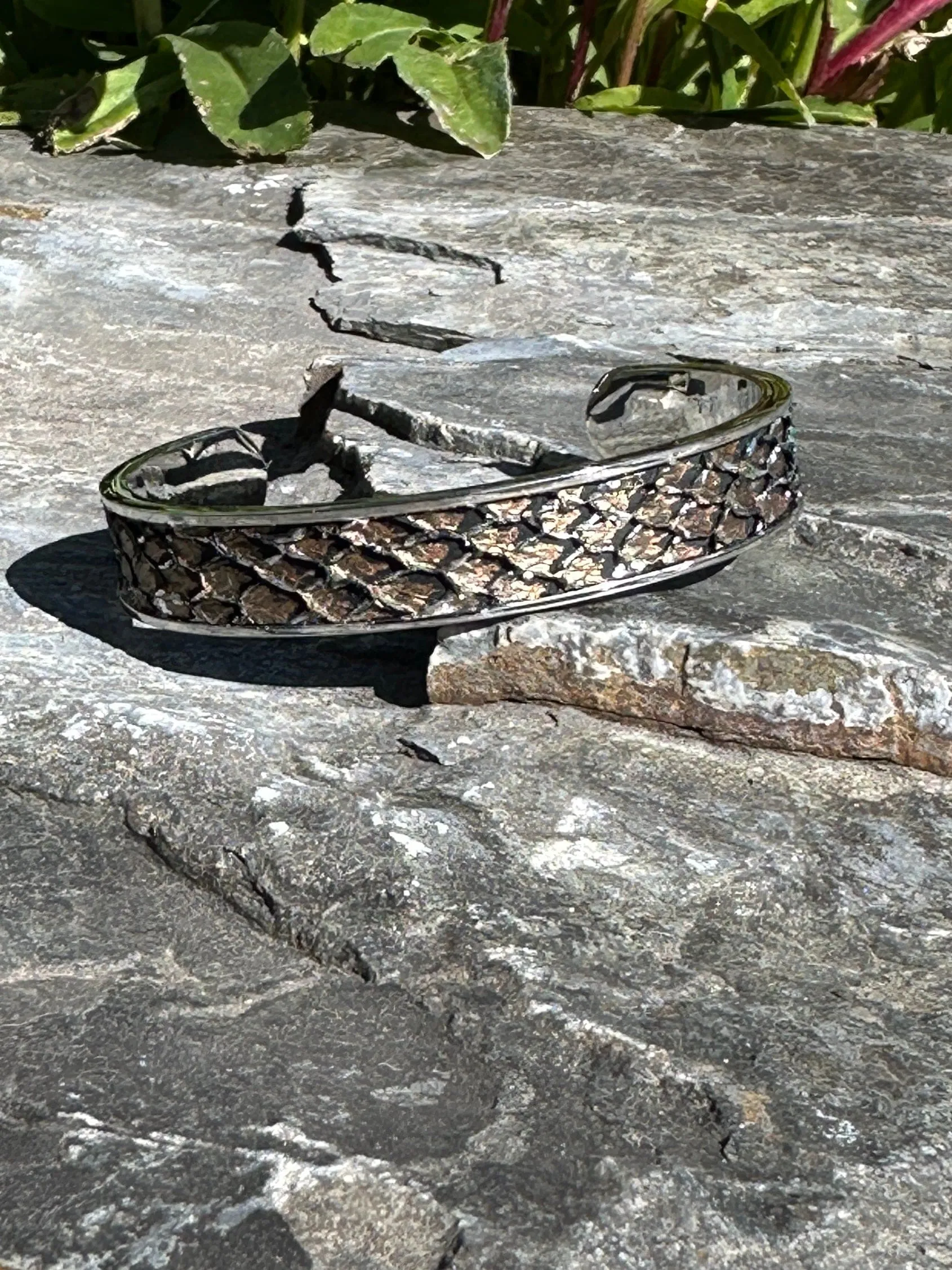 Cuff Bracelets - Stainless Steel with Leather or Hair Hide