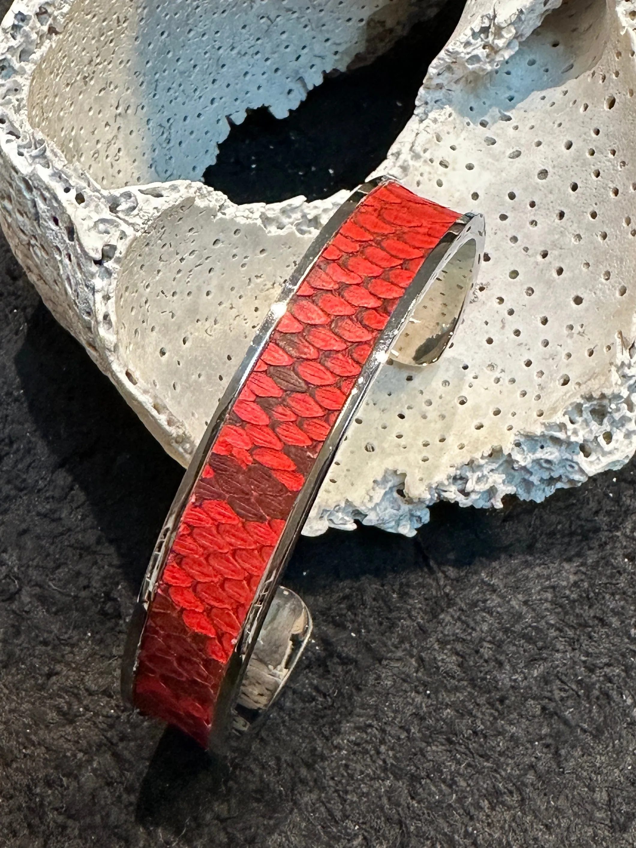 Cuff Bracelets - Stainless Steel with Leather or Hair Hide