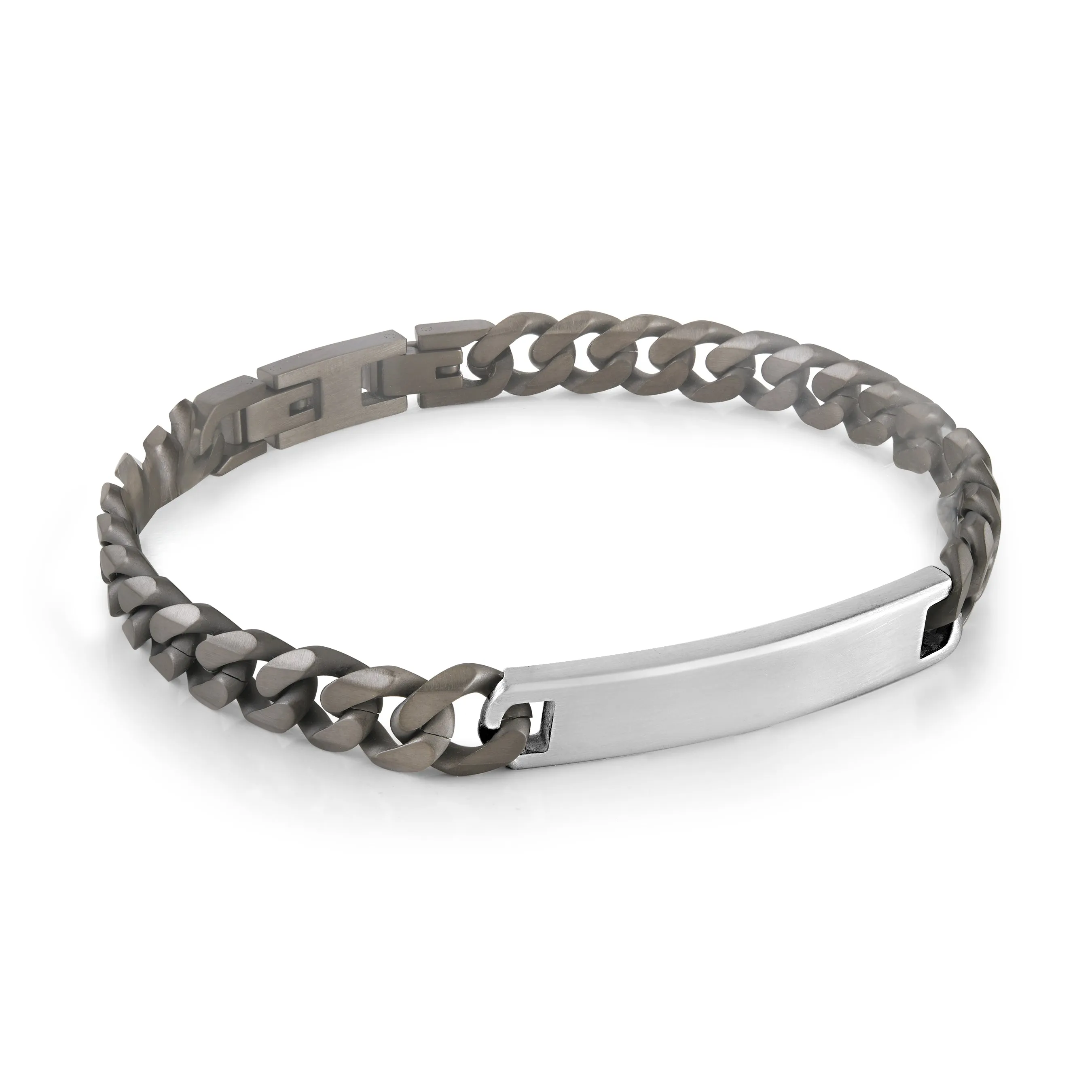 Curb Two-Tone ID Plate Bracelet 7.8mm