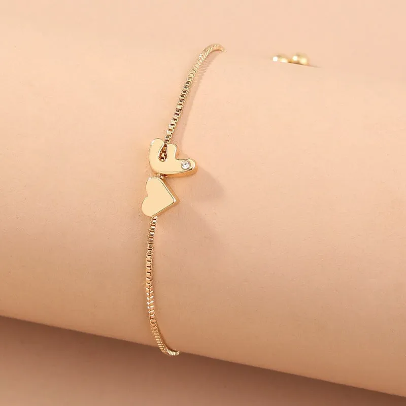 Customized Love Heart A-Z Initial Letter Bracelets