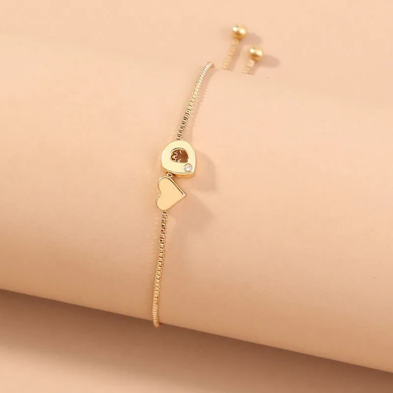 Customized Love Heart A-Z Initial Letter Bracelets
