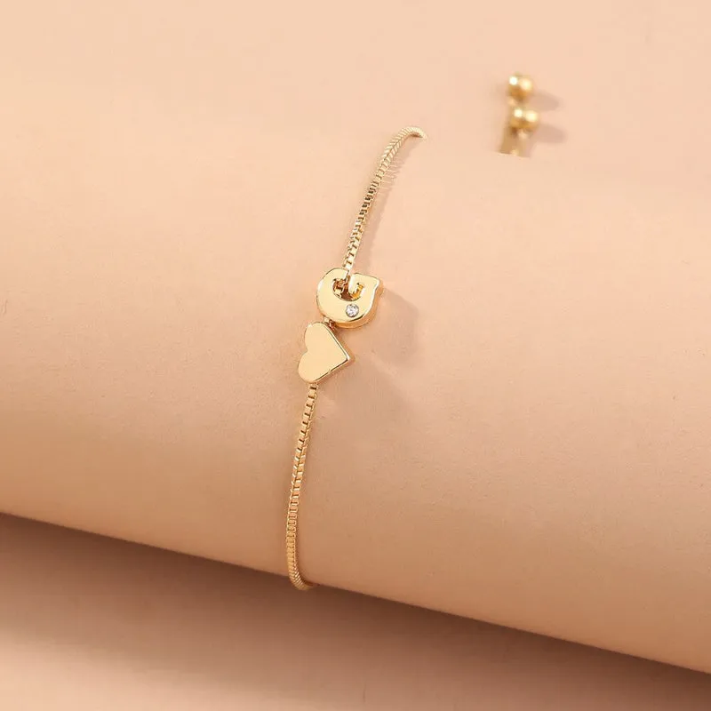 Customized Love Heart A-Z Initial Letter Bracelets