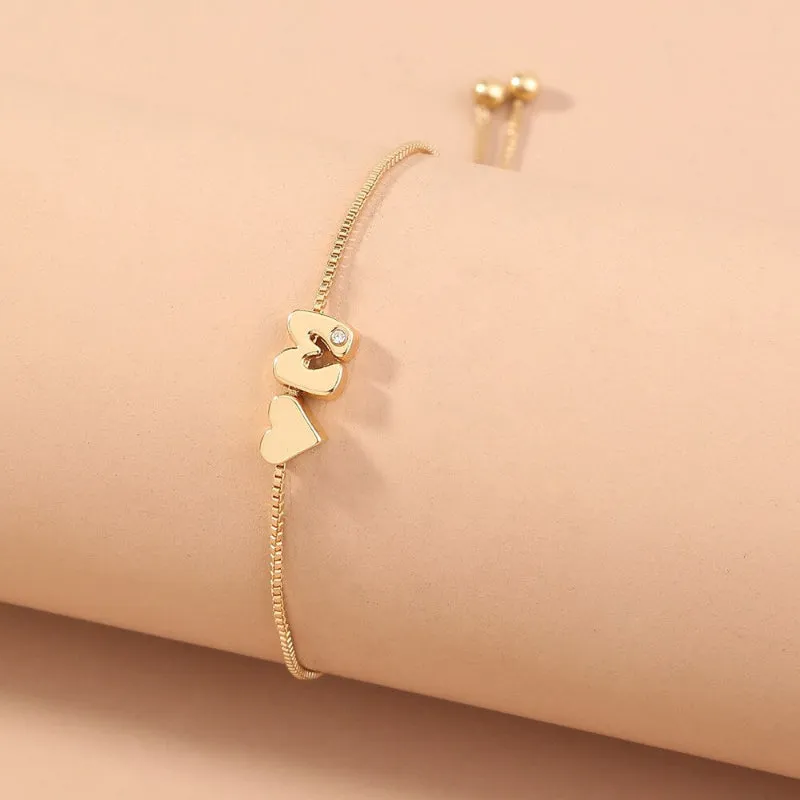 Customized Love Heart A-Z Initial Letter Bracelets