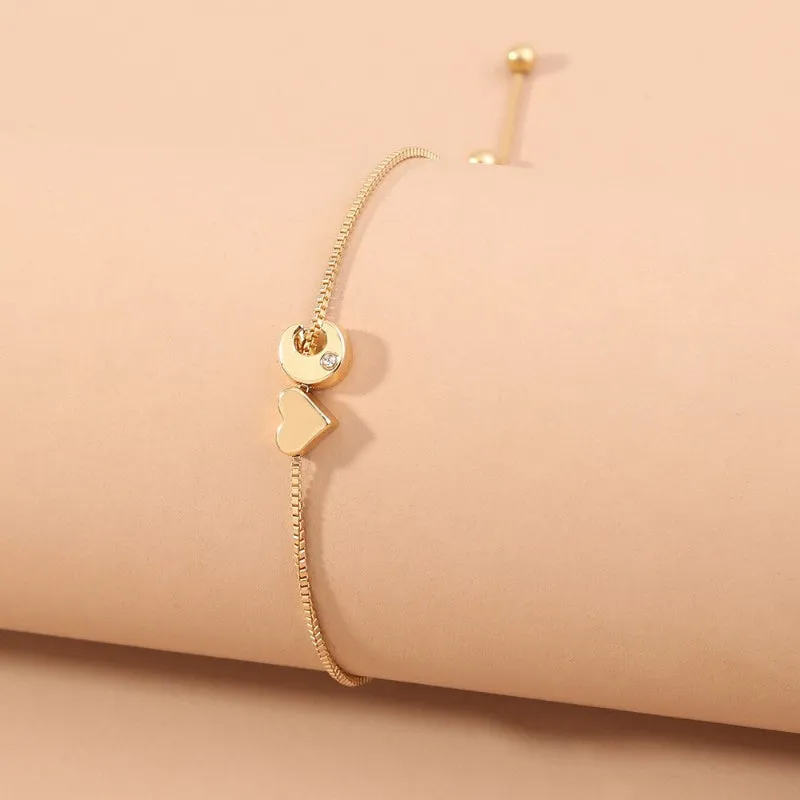 Customized Love Heart A-Z Initial Letter Bracelets