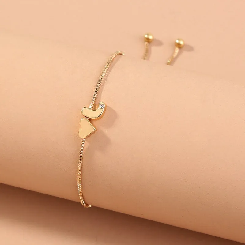 Customized Love Heart A-Z Initial Letter Bracelets