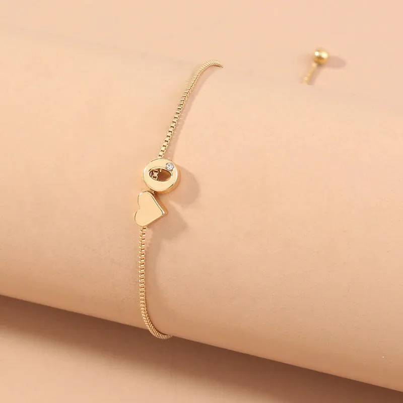 Customized Love Heart A-Z Initial Letter Bracelets