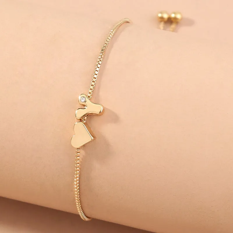 Customized Love Heart A-Z Initial Letter Bracelets