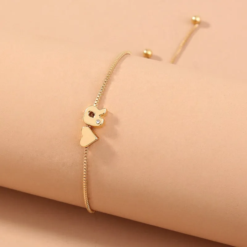 Customized Love Heart A-Z Initial Letter Bracelets