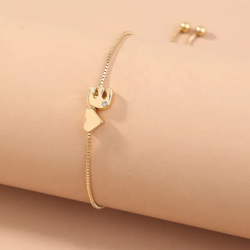 Customized Love Heart A-Z Initial Letter Bracelets