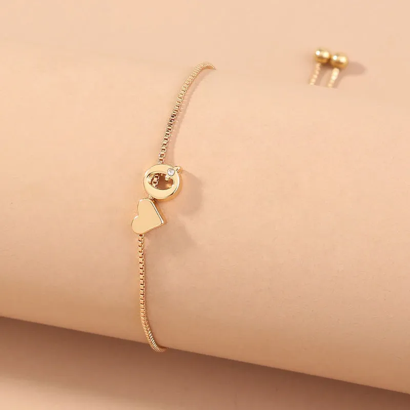 Customized Love Heart A-Z Initial Letter Bracelets