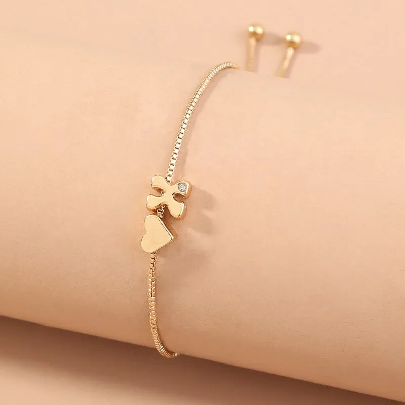 Customized Love Heart A-Z Initial Letter Bracelets