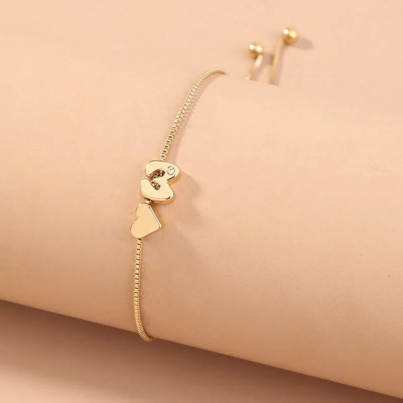 Customized Love Heart A-Z Initial Letter Bracelets