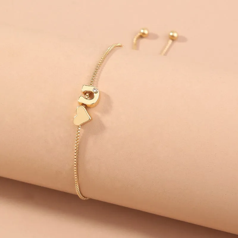 Customized Love Heart A-Z Initial Letter Bracelets