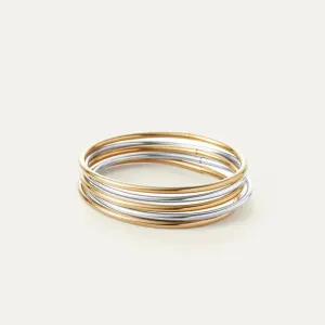 Dane Bangle Set 5 Pack (Two-Tone)