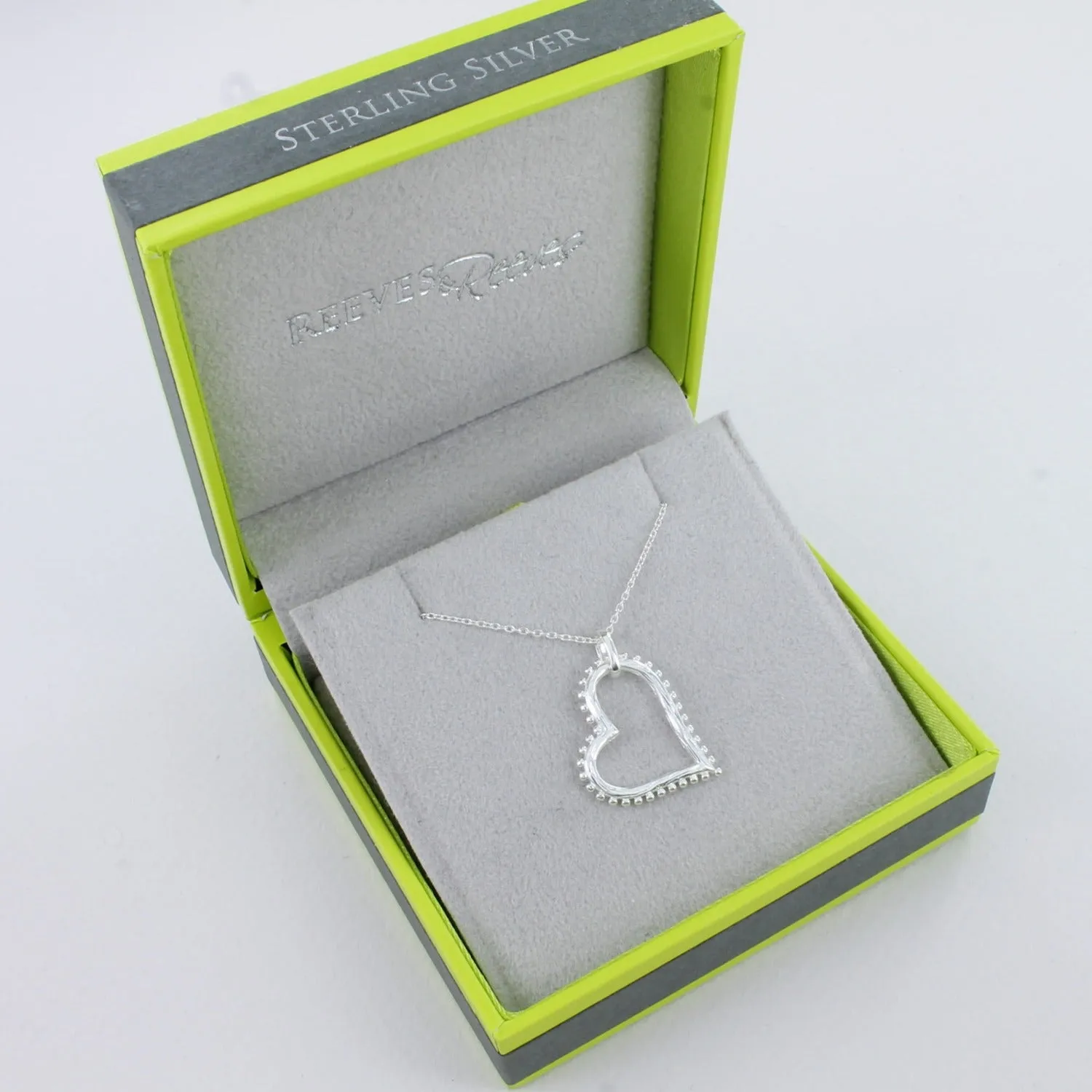 Dotty Design Sterling Silver Heart Necklace