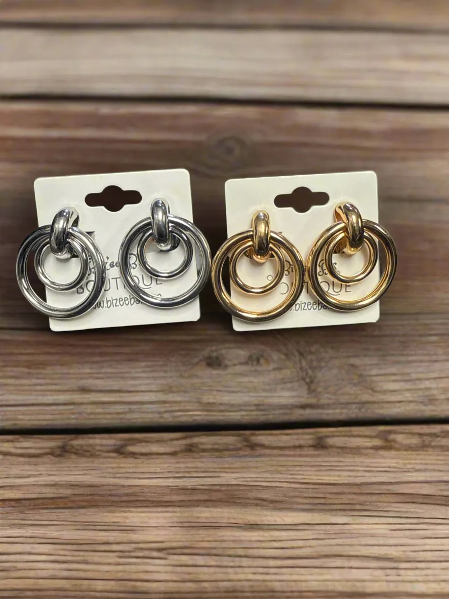 Double Hoop Clip On Earrings