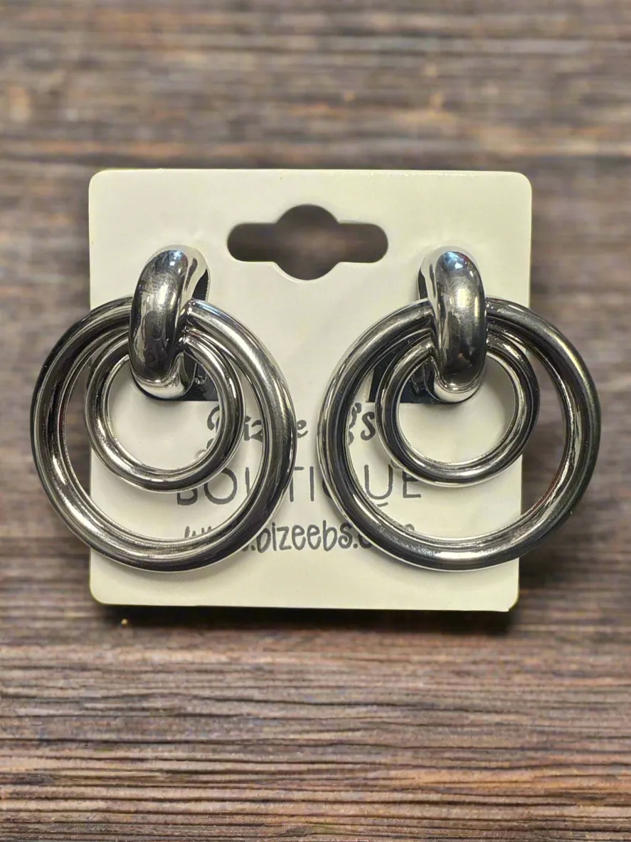 Double Hoop Clip On Earrings