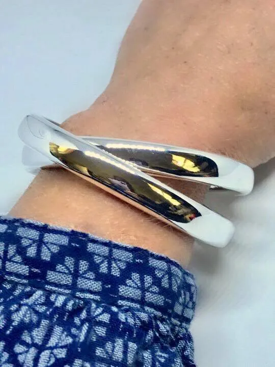 Double Linked Silver Bangle