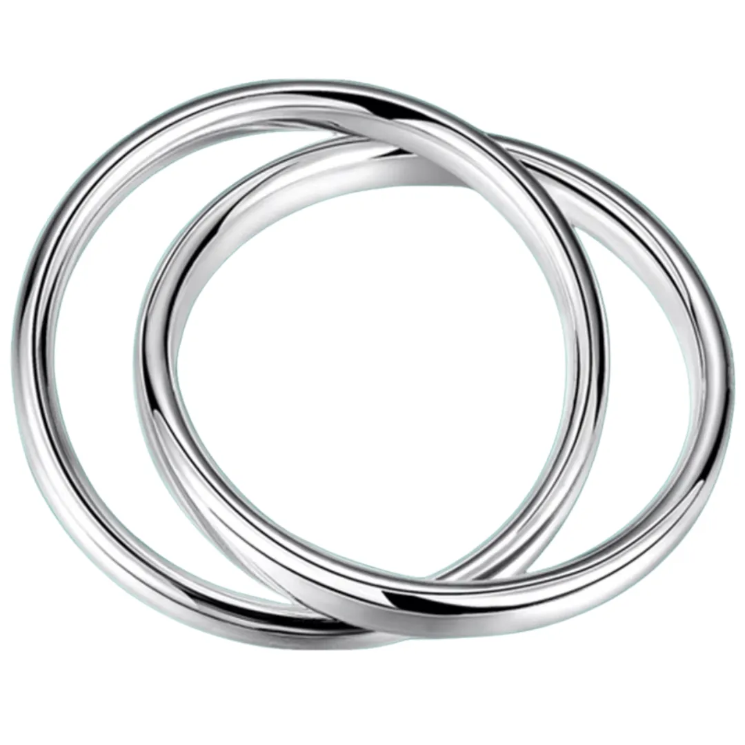 Double Linked Silver Bangle