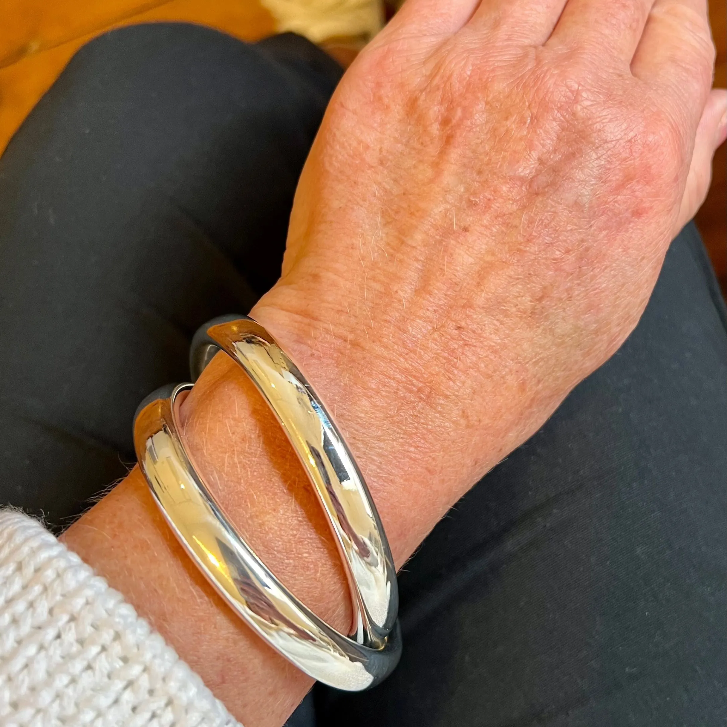 Double Linked Silver Bangle