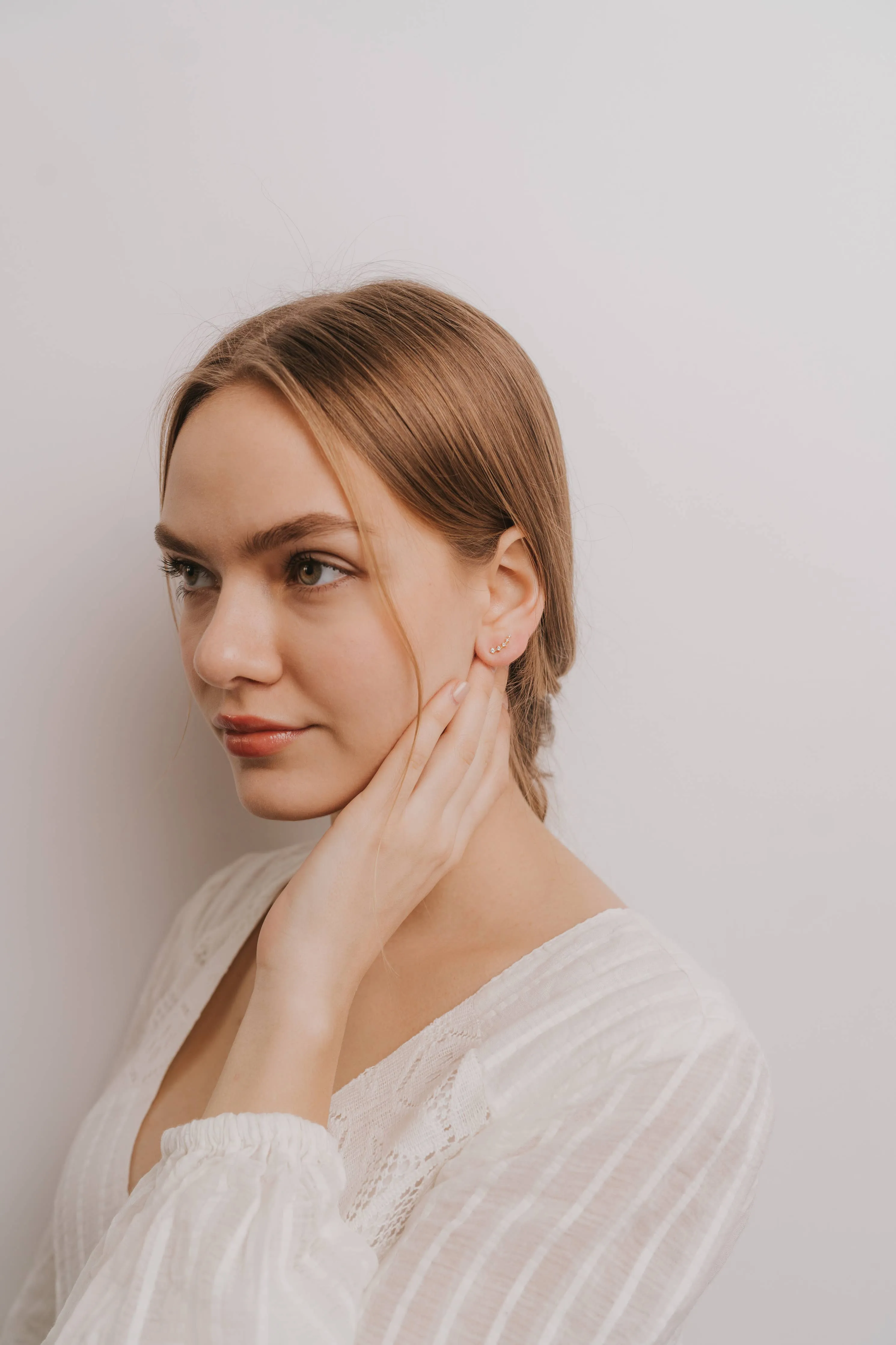 Earrings-White CZ Crawler