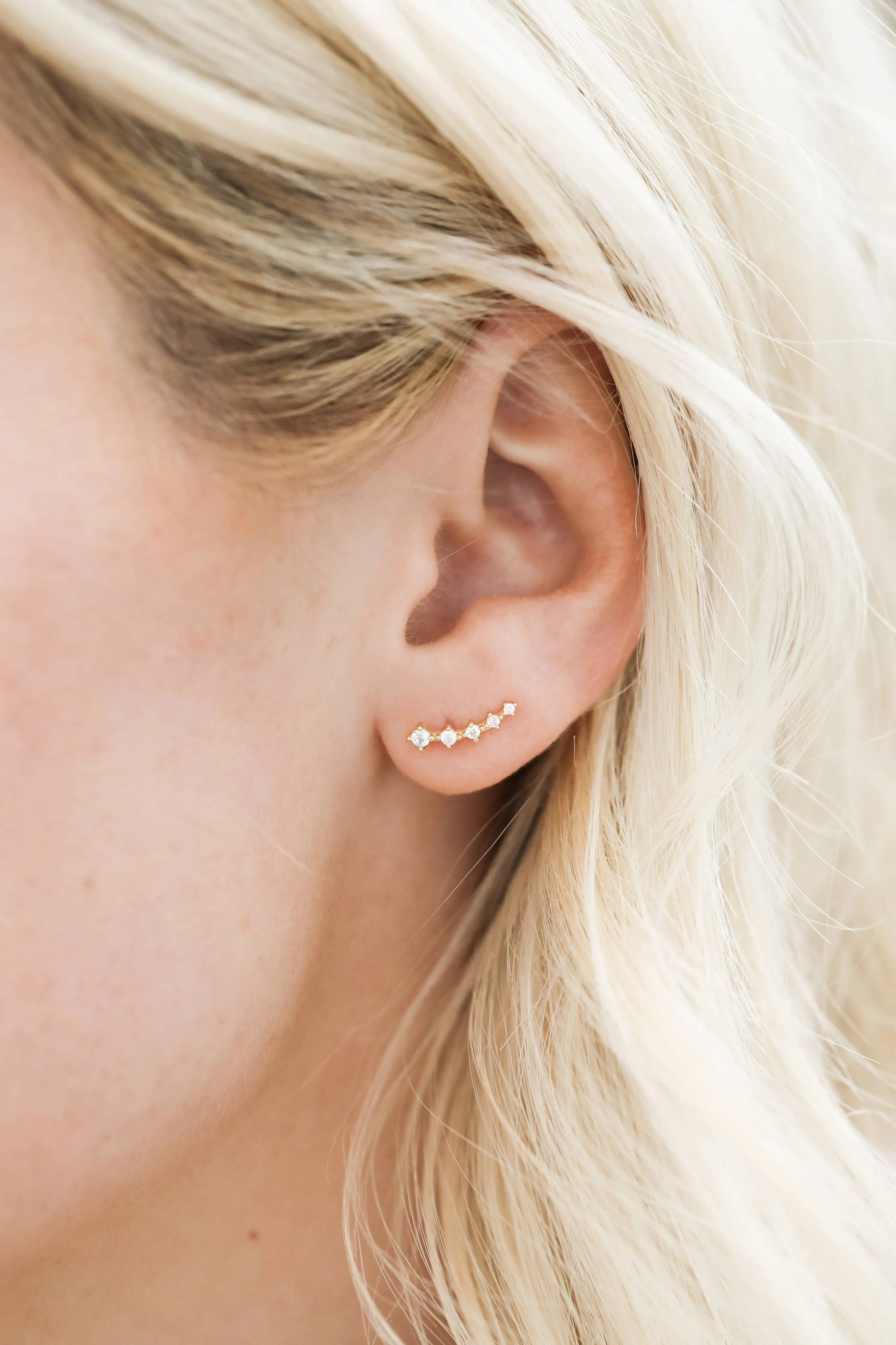 Earrings-White CZ Crawler