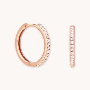 Essential Crystal Medium Hoops in Rose Gold