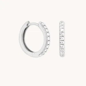 Essential Crystal Small Hoops in Silver