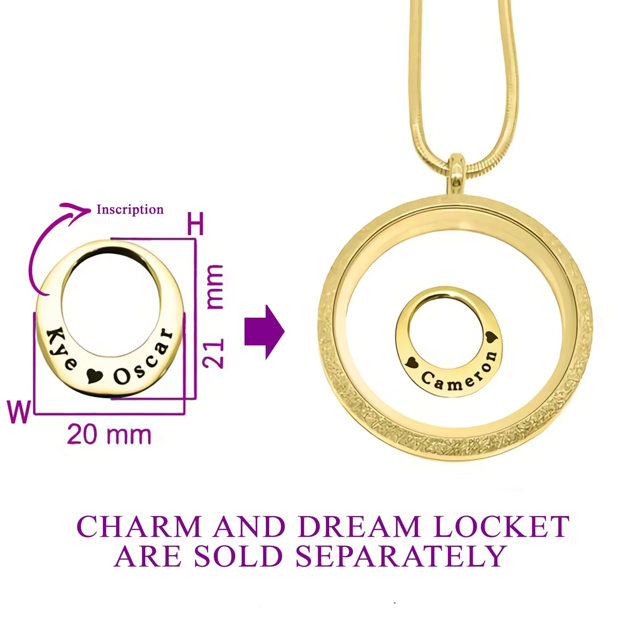 Eternal Charm Personalised for 30mm or 35mm Dream Locket