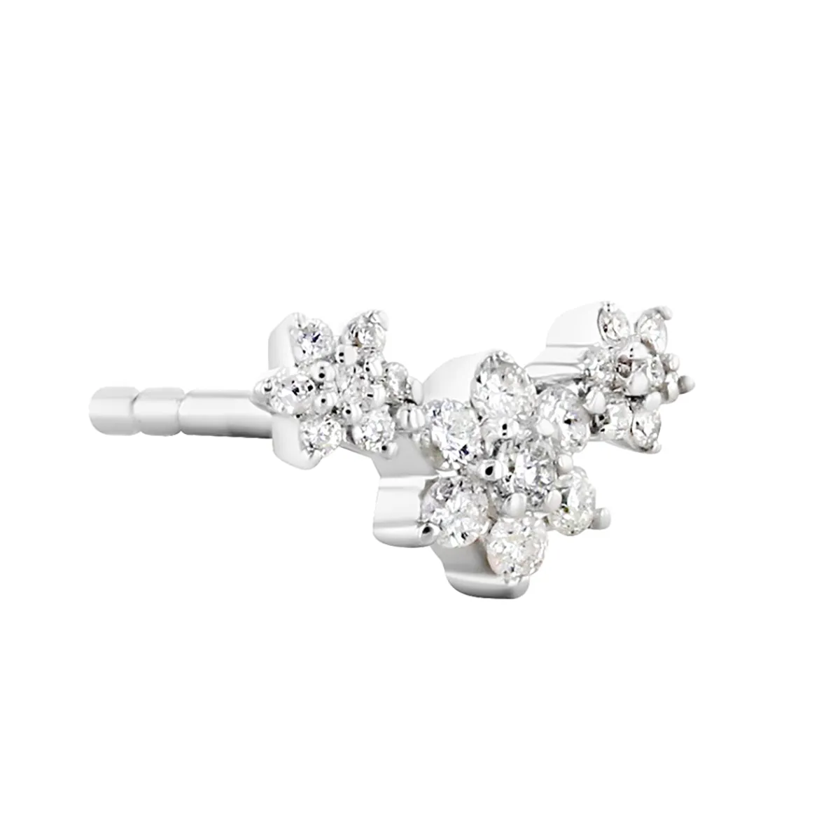 Everyday Diamonds Collection Triple Flower Cluster Diamond Climber Earrings | 9K White Gold