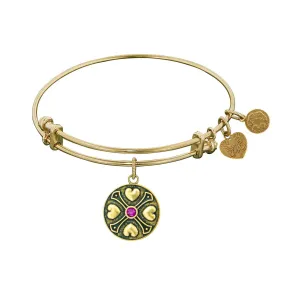 Finish Brass February Birthstone Angelica Bangle Bracelet, 7.25"