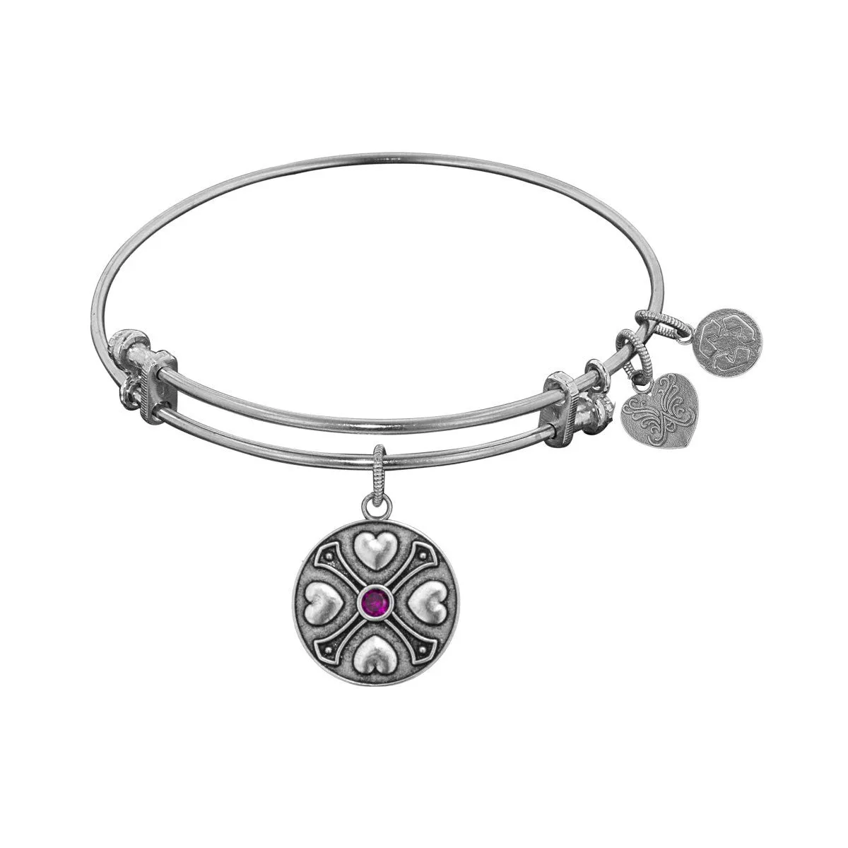 Finish Brass February Birthstone Angelica Bangle Bracelet, 7.25"