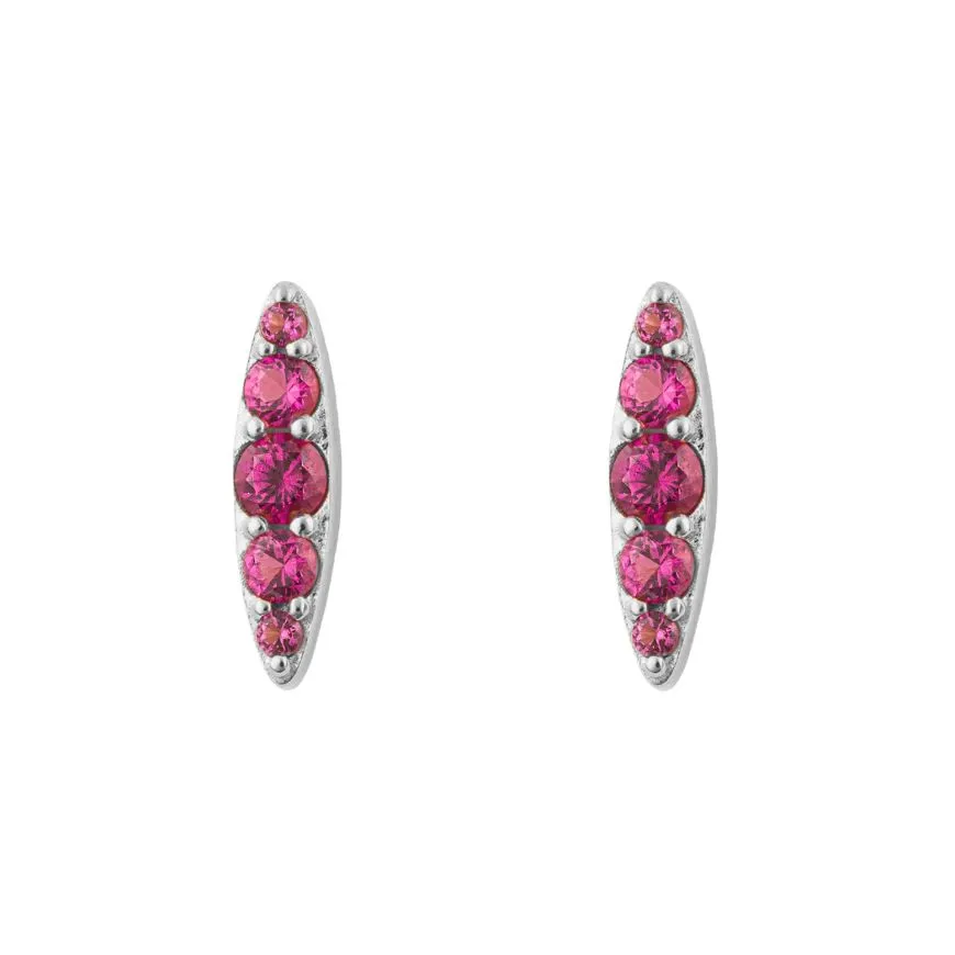 FIORELLI silverNavette Stud Earrings With Fuchsia Crystal 36777