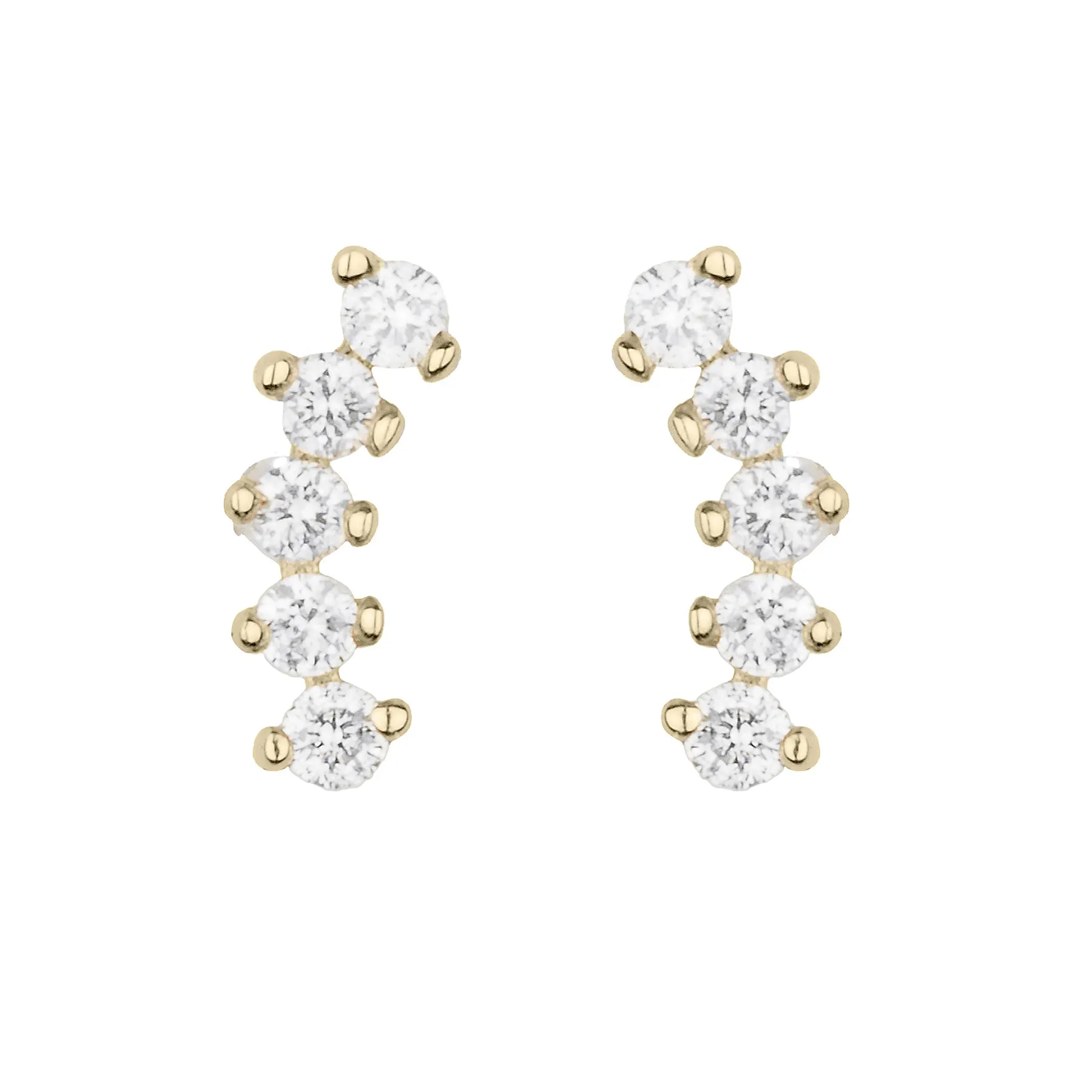 Five Diamond Curve Stud Earring