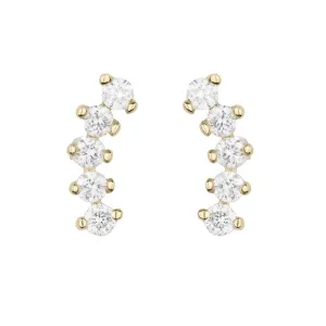 Five Diamond Curve Stud Earring