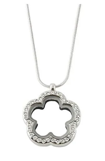 Flower Shape Floating Charm Locket Necklace