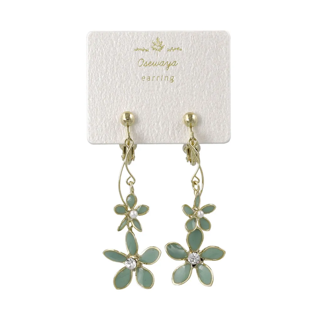 Flower Swing Clip On Earrings