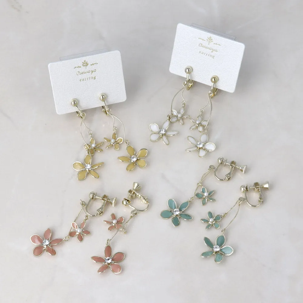 Flower Swing Clip On Earrings