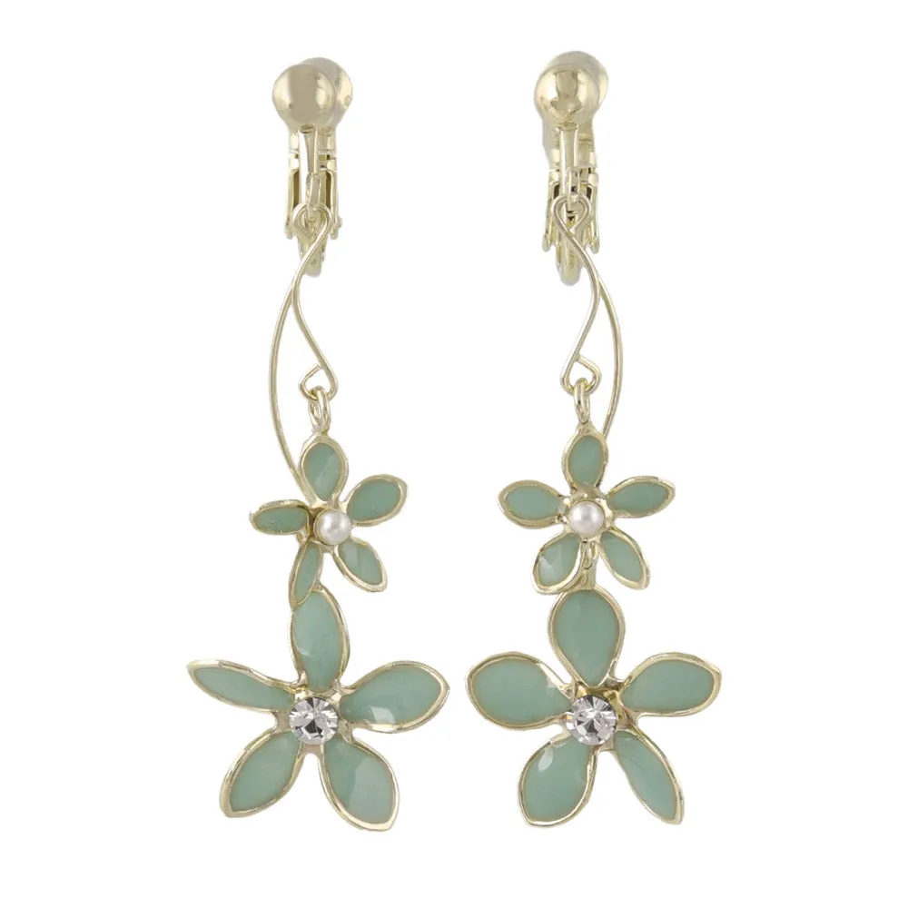 Flower Swing Clip On Earrings